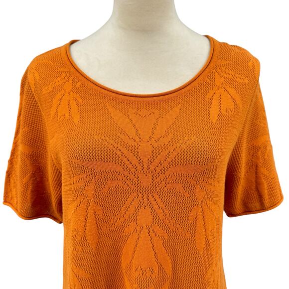 Gudrun Sjödén Orange Open Antique Floral Print Organic Cotton Knit Tunic Top - Picture 6 of 11